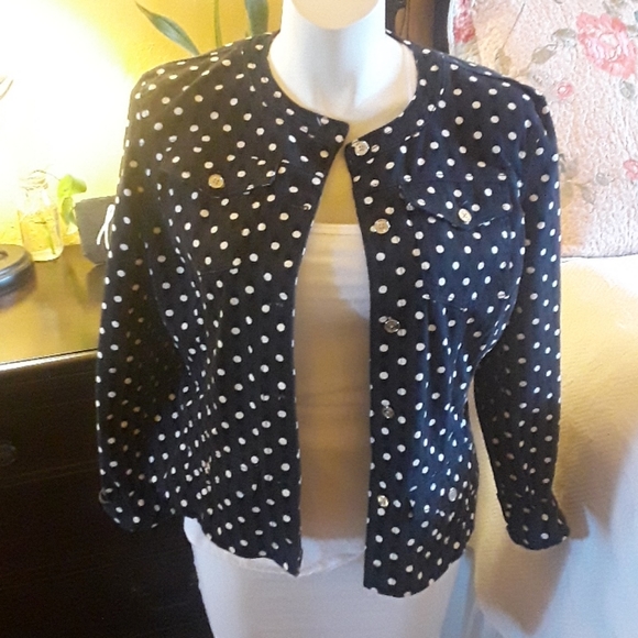 Chaps Jackets & Blazers - CHAPS polkadot denim jacket